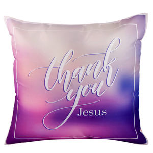 Christian dukaan Satin Cushion Cover - Thank You Jesus - 16  X 16  , Purple