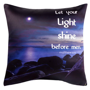 Christian dukaan Satin Cushion Cover - Let Your Light Shine - 16" X 16"