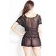 Off Shoulder Dress - Teddy Lingerie dress with transparent mesh - JKDLLC3181, black, free  30-34 bust  30-34 waist  30-34 hips , 1 piece lingerie  thong not included
