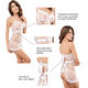 White Lace and Mesh Apron Thong Lingerie JKDL - LC2555, white, free  30-36 bust  30-34 waist  30-36 hips 