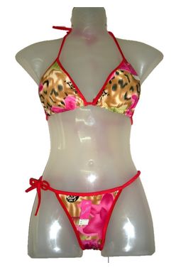 Metallic Shine String Bikini - Flexible Sexy - JKSHINEBIKINI, prints red and pink