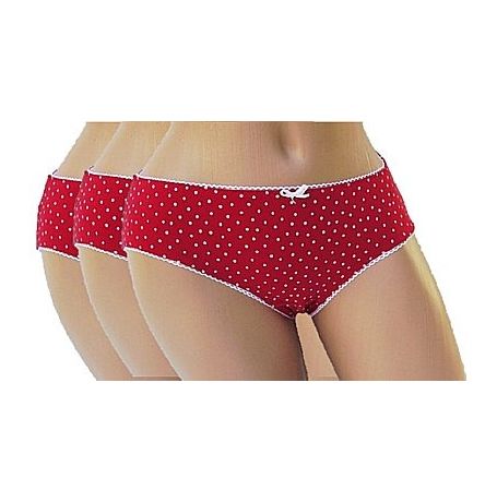 3 Red Panty Economy pack White polka dots - JKPantyRedWhitePolka, l - 3 panty pack