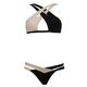 2 piece Crisscross Double Colored Bikini Swimsuit - JKDLLC40902, black and white, l, bra top and panty