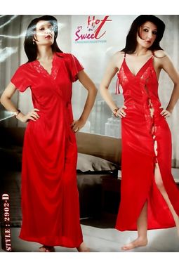2 Piece Romantic Honeymoon Nighty - Sweetheart Sleepwear - JKHNS - 2P - 2902, red