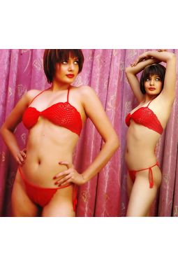 Full Transparent Tie up Bra Panty set - JKLOVSET - SA101, free size - 28 to 34 - any color