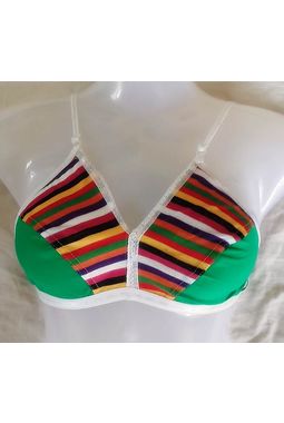 Fun Game - Use and Throw Economy Colorful Bra - JKDELBRA-ECONOMY, green with multicolor stripes, 34