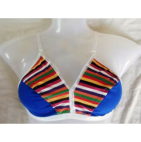 Fun Game - Use and Throw Economy Colorful Bra - JKDELBRA-ECONOMY, green with multicolor stripes, 34