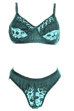 Bra Panty Set - Transparent romantic gift - JKNAGSET- Moon Set, size36 seagreen