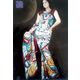 Saree - Designer Faux Chiffon Multi color Spirals - JKSAREERC101