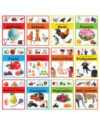 Early Learning Picture Books Boxset: Pack of 12 Picture Books for Kids (Wipe & Clean) - Alphabet, Animals, Numbers, Fruits, Birds, Shapes & Colors, . . . Flowers, Professions & Part of Body