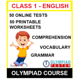 Class 1 English Olympiad Course with 50 Online tests and 50 Printable Worksheets