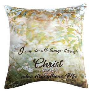 Christian dukaan Satin Cushion Cover - I can do All Things Through Christ- 16" X 16"
