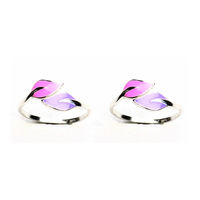 Top Openable Leaf Silver Toe Rings-TRAC001, pink