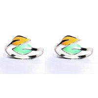 Top Openable Leaf Silver Toe Rings-TRAC001, yellow