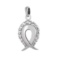 Curved Zircon Studded Silver Pendant-PD037