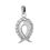 Curved Zircon Studded Silver Pendant-PD037