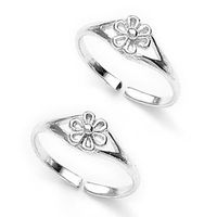 Flower Charm Silver Toe Ring-TR323