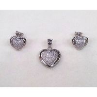 Forever Hearts Zircon Silver Pendant Set-PDS011