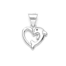Dolphin Heart Silver Pendant-PD082