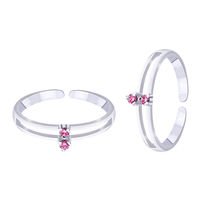 Pink Stone Silver Toe Ring- TR250