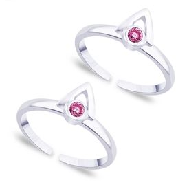 Pink Zircon Silver Toe Ring-TR135
