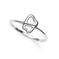 Double Hearts Silver Finger Ring-FRL045, 14