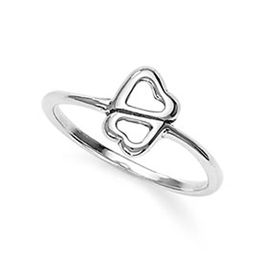 Double Hearts Silver Finger Ring-FRL045
