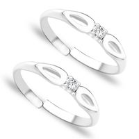 Petals White Stone Silver Toe Ring-TR251