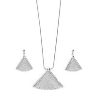 Diamond Cut Chain Silver Necklace Set-NS006
