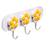HOKIPO Floral Pattern Self Adhesive Plastic Hooks 3 - Pronged Hook Rail (Yellow, White Pack of 1)