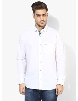 Park Avenue Solid Slim Fit Casual Shirt,  white, xl