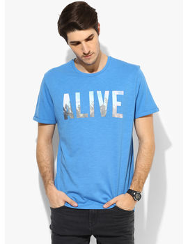 Tom Tailor Alive Printed T-Shirt,  blue, l