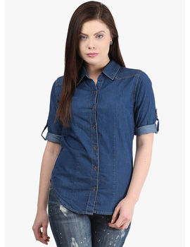 Mayra Solid Shirt,  navy blue, xl