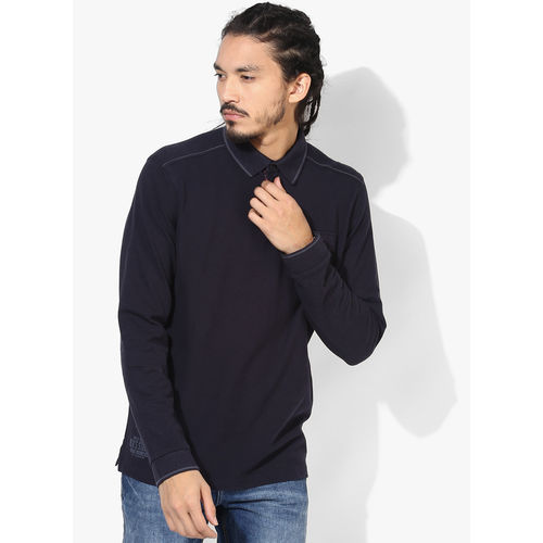 Tom Tailor Solid Polo T-Shirt,  navy blue, l