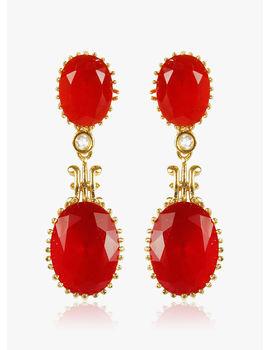 MUCH MORE Red Alloy Danglers & Drop