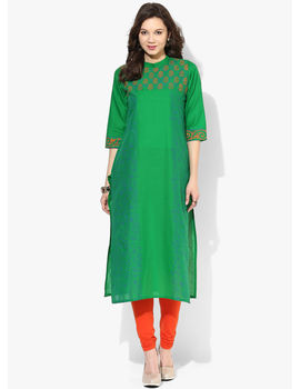 Riya Printed Kurta,  green, s
