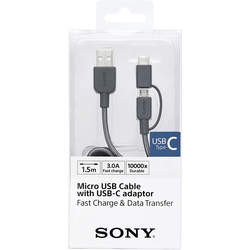 Sony USB-A to Micro USB with USB-C Adaptor- Gray