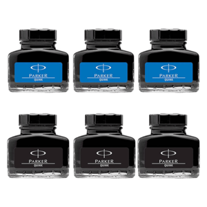 Parker Quink Blue & Black Ink Bottle (Pack of 6)