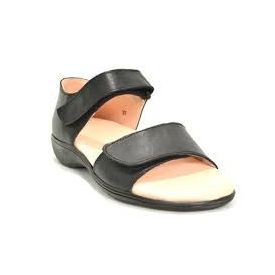 HealthPlus - 100% Leather Women s Diabetic Sandals, 9, black