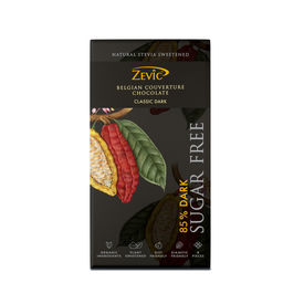 Zevic 85% Dark Belgian Couverture Chocolate with Stevia 96 gm