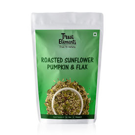 True Elements Roasted Sunflower Pumpkin and Flax Seeds, 125 grams