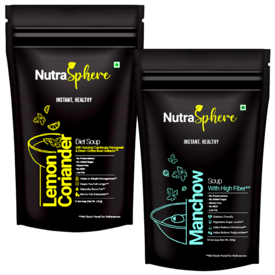 NutraSphere Lemon Coriander Diet Soup, Manchow Fiber Soup Mix Powder (Combo of 2)