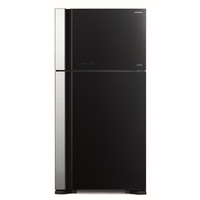 Hitachi RVG710PUK7GBK 710L Top Mount Refrigerator, Glass Black