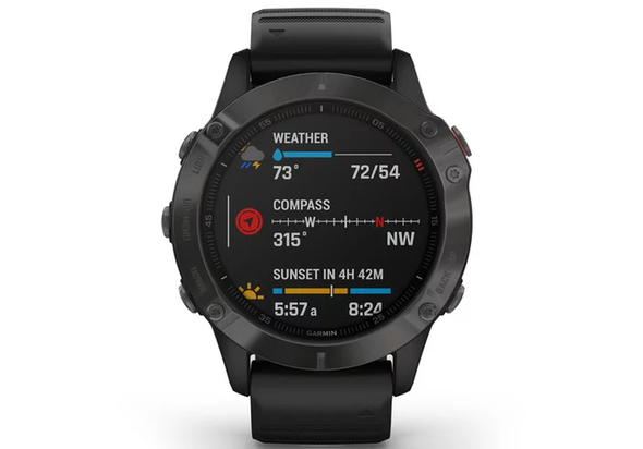 Garmin Fenix 6 Multisport GPS Watch, Sapphire/Carbon Grey