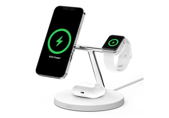 Belkin 3-in-1 Wireless Charger with MagSafe 15W, White