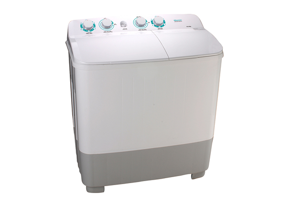 Hisense Twin Tub Washing Machine 9 KG Wash Capacity: 10Kg, Spin Capacity: 6Kg 1250 RPM, White & Black