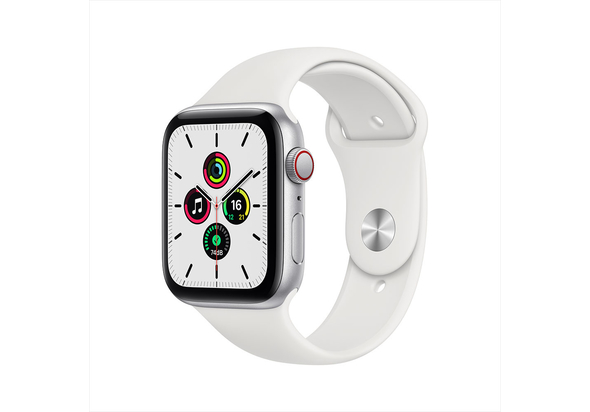 Apple Watch SE GPS, 40mm Silver Aluminium Case with White Sport Band