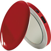 Sanho HyperJuice Pearl Compact Mirror with Rechargeable Battery Pack, Red