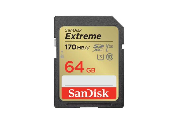 SanDisk Extreme SD UHS I 64GB Card for 4K Video for DSLR and Mirrorless Cameras 170MB/s Read & 80MB/s Write, Lifetime Warranty
