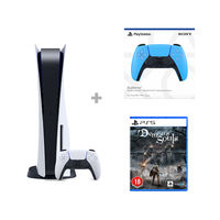 Sony PS5 with Sony PlayStation 5 DualSense Wireless Controller, and Demon Souls game for PS5